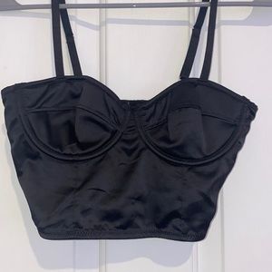 Black push up satin lingerie top